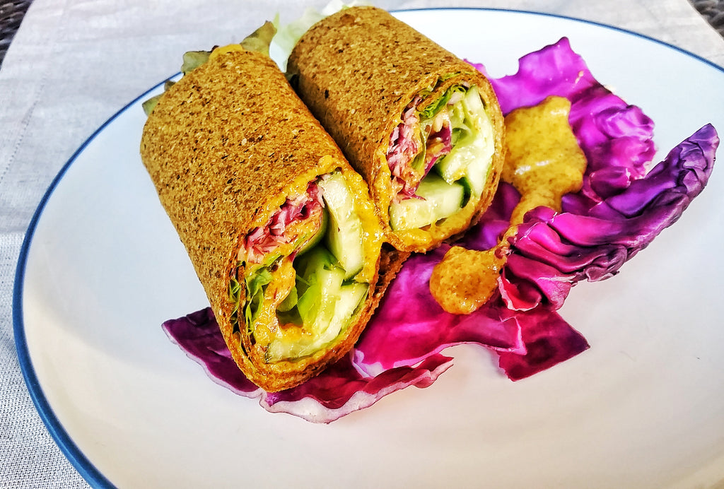 Spicy Vegan Wraps With Tangy Almond Sauce